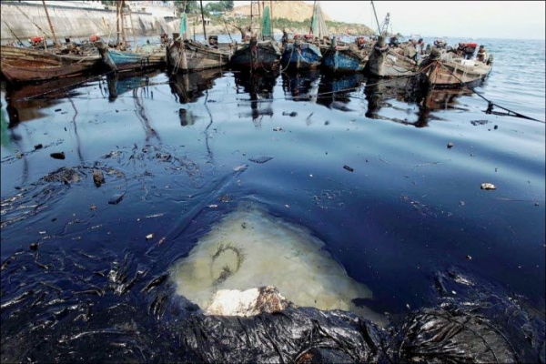 Утечка нефти в Желтое море. Китай. (29 фото)