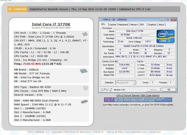 Установлен новый мировой рекорд разгона Intel Core i7 3770K на ASRock Z77 OC Formula